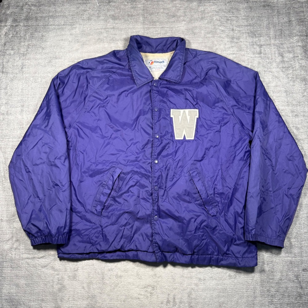 Western University UWO Jacket Mens XL Purple Mustangs Varsity Snap Windbreaker